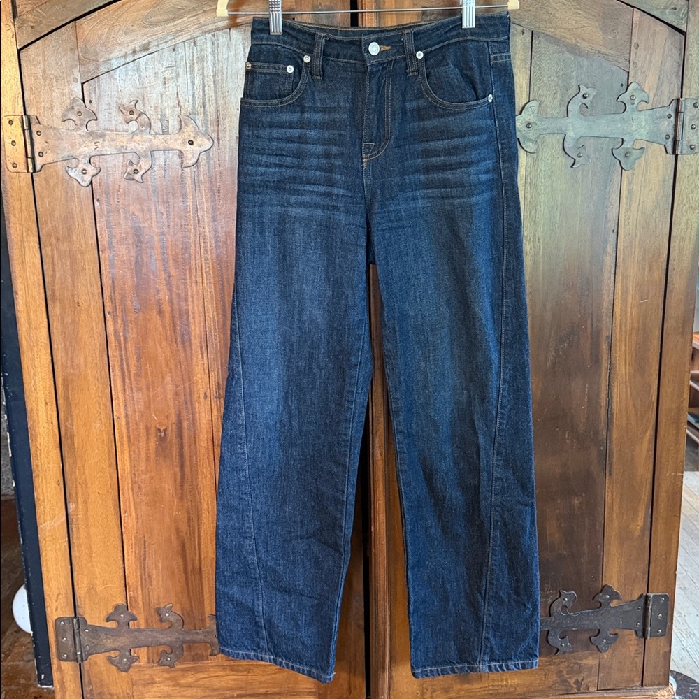 SIMKHAI Dark Wash Barrel Leg Premium Jeans
